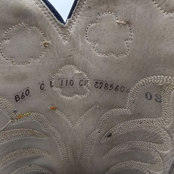 Vintage 1970s CUTTER BILL Cowgirl Boots 6B Navy Rainbow Leather Butterfly Cowboy - Picture 6 of 16